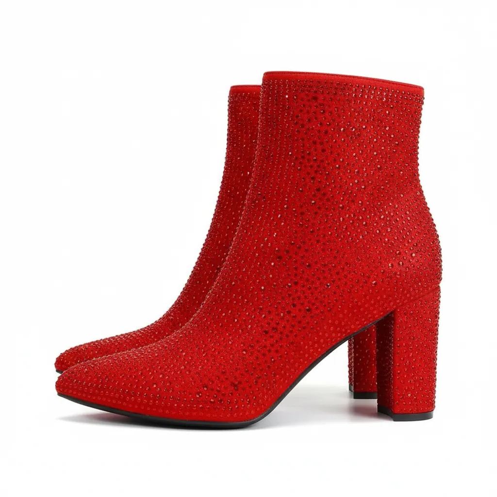 Chunky Boots With Rhinestone Detailing