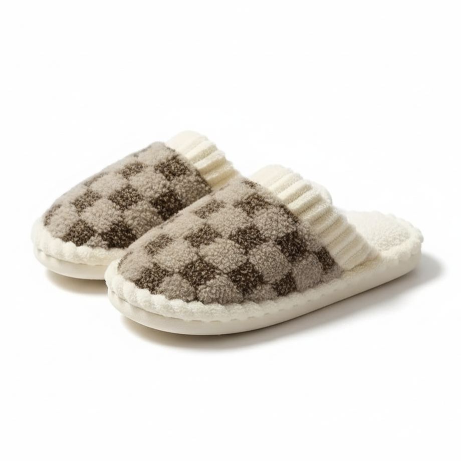 Unisex Fuzzy House Slippers With Sole