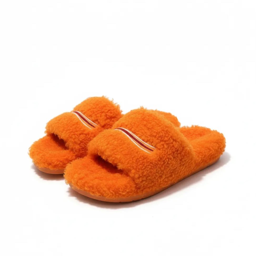 Unisex Outdoor Slide Furry Slippers For Winter