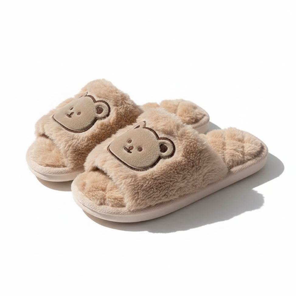 Animal Faces Fluffy Slippers