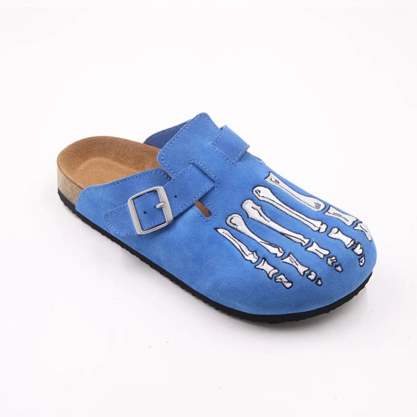 Embroidered Comfortable Cork Footbed Streetwear Clogs For Men
