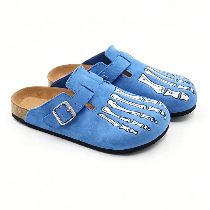 Embroidered Comfortable Cork Footbed Streetwear Clogs For Men