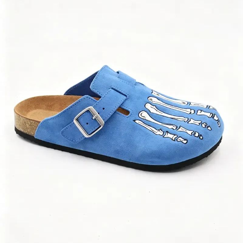 Embroidered Comfortable Cork Footbed Streetwear Clogs For Men