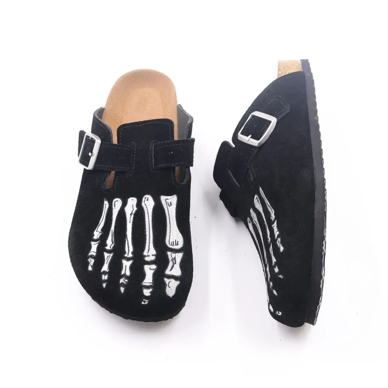 Embroidered Comfortable Cork Footbed Streetwear Clogs For Men