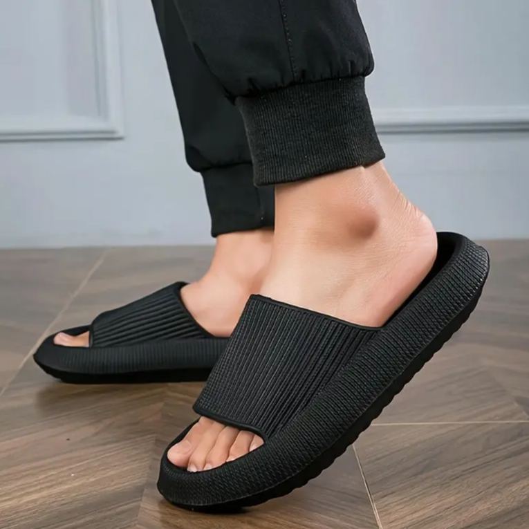 Cushioned Vertical Striped Indoor Outdoor Slide Sandals For Men