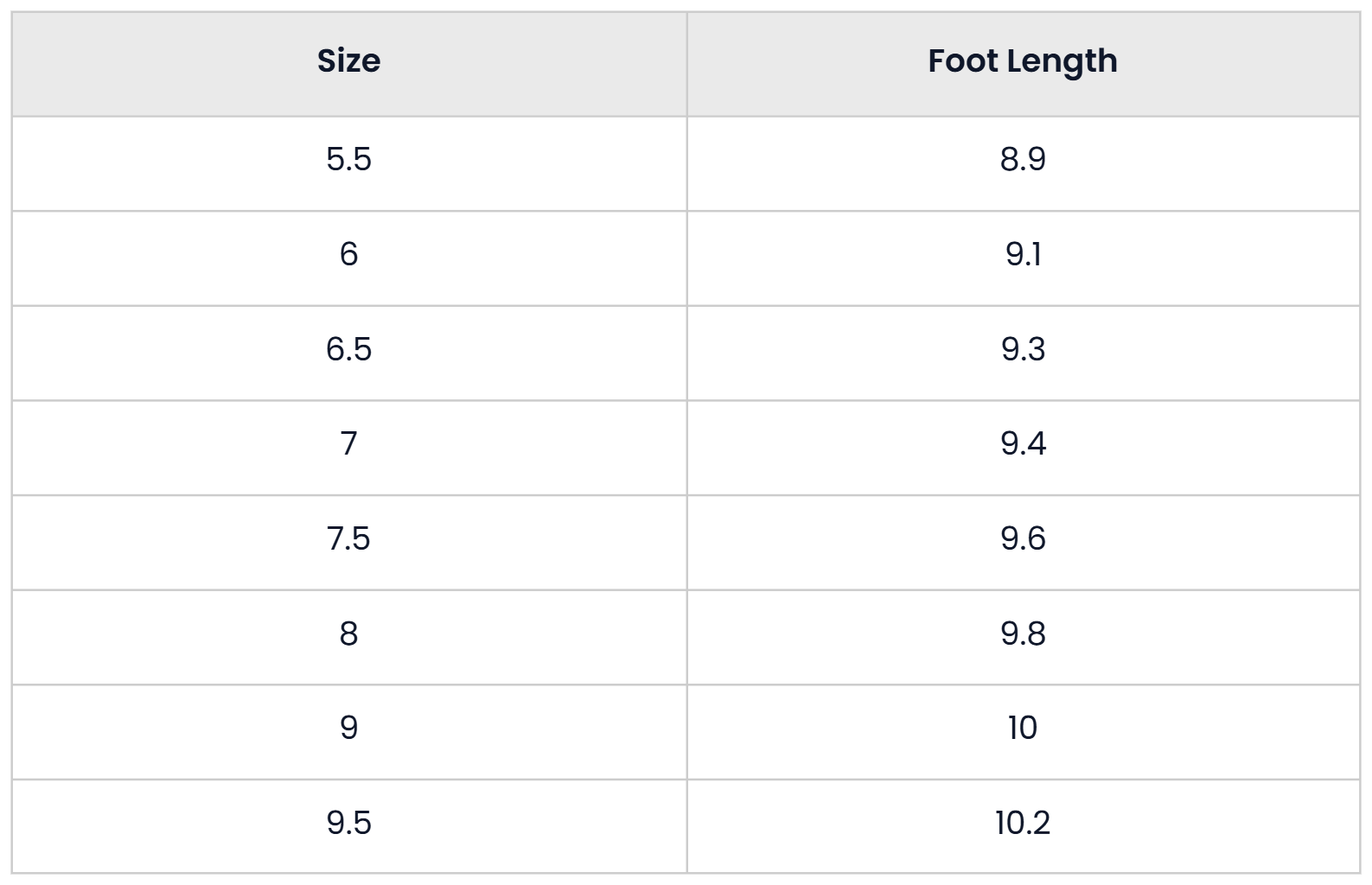 Size Chart for Casual Fold Over Cuff Fashion Boots For Women