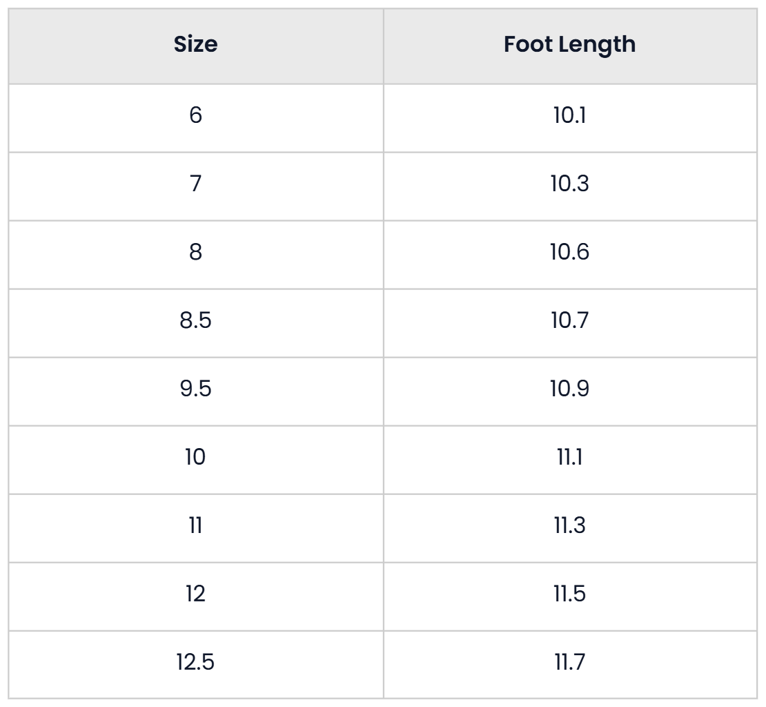 Size Chart for Casual Formal Slip On Loafers For Men