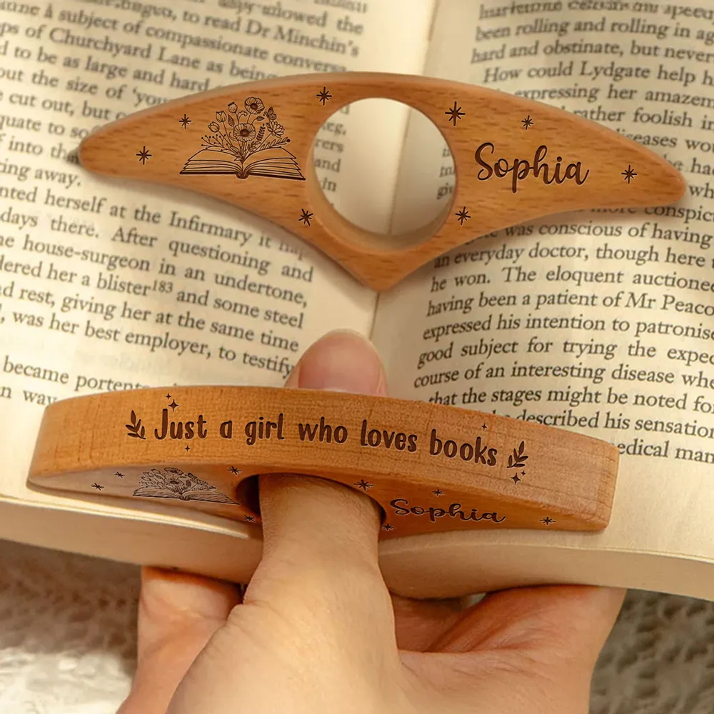 Personalized Custom Wooden Book Page Holder With Two Sided Engraving