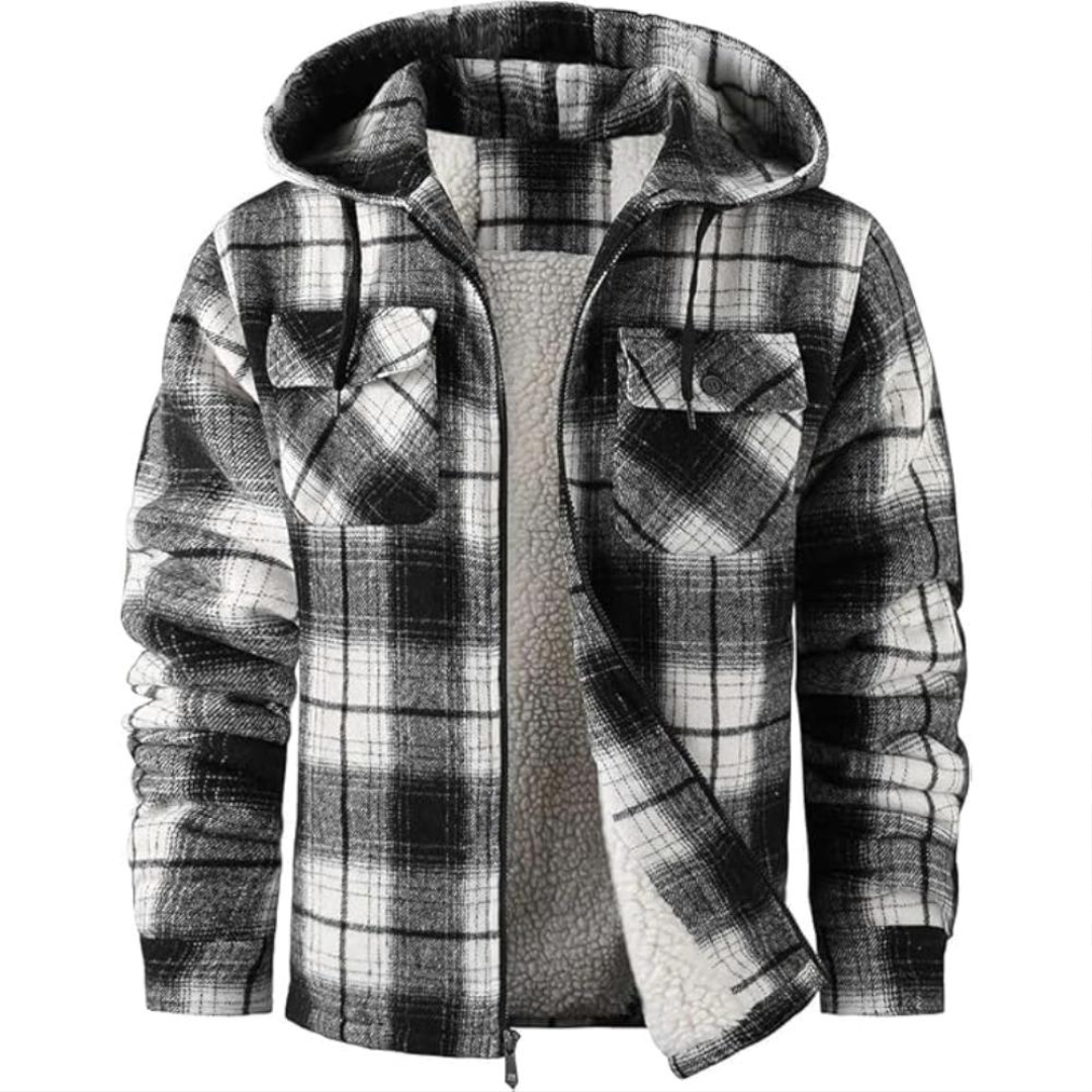 Plaid Flannel Sherpa Lined Jacket Zip Up Hoodie Winter Coat Christmas Gift 2025 Warm Outerwear