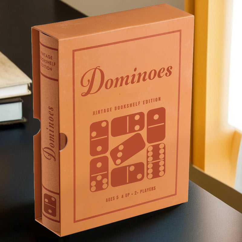 Traditional Dominoes - With Wooden Storage Case, Timeless Fun-Book Shelf Game