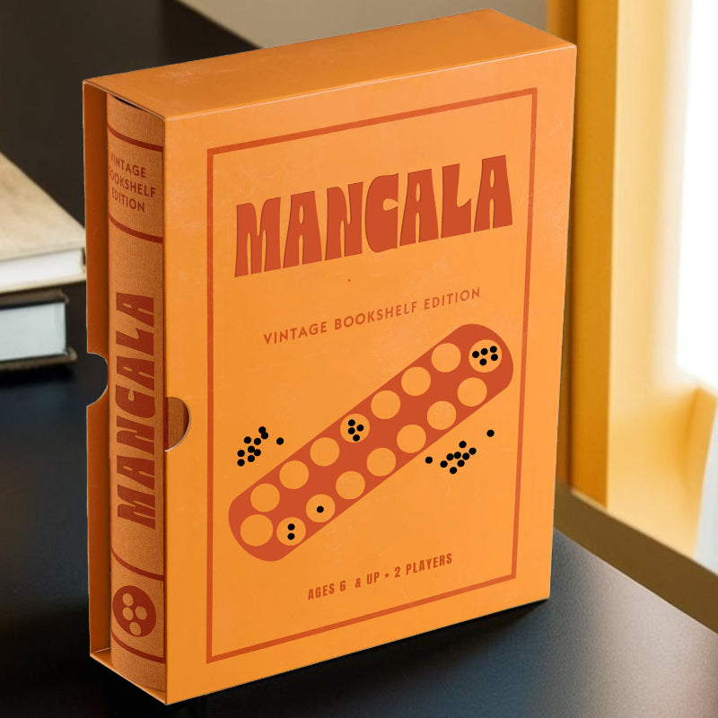 Classic Mancala Board Game – Vintage Bookshelf with Foldable Design-Book Shelf Game