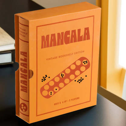 Classic Mancala Board Game – Vintage Bookshelf with Foldable Design-Book Shelf Game