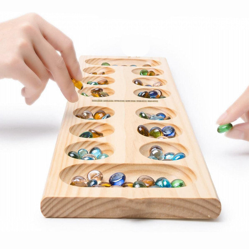 Classic Mancala Board Game – Vintage Bookshelf with Foldable Design-Book Shelf Game