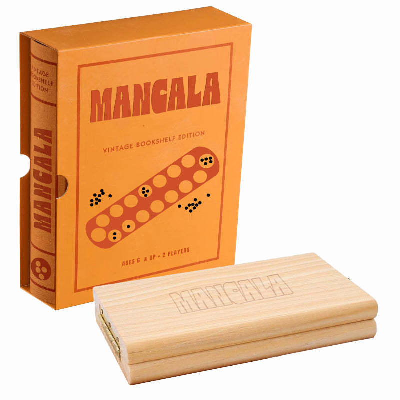 Classic Mancala Board Game – Vintage Bookshelf with Foldable Design-Book Shelf Game
