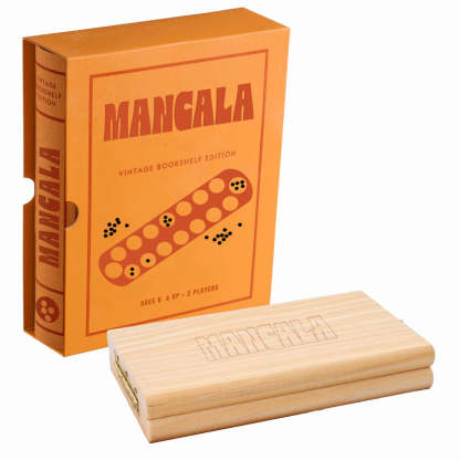 Classic Mancala Board Game – Vintage Bookshelf with Foldable Design-Book Shelf Game