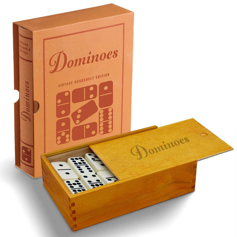 Traditional Dominoes - With Wooden Storage Case, Timeless Fun-Book Shelf Game