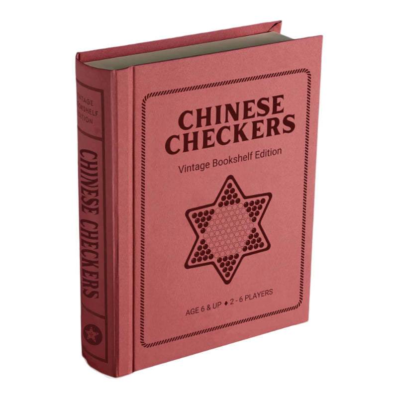 Classic Chinese Checkers – Vintage Bookshelf Edition with Wooden Board-Book Shelf Game