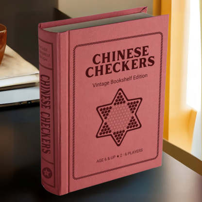 Classic Chinese Checkers – Vintage Bookshelf Edition with Wooden Board-Book Shelf Game
