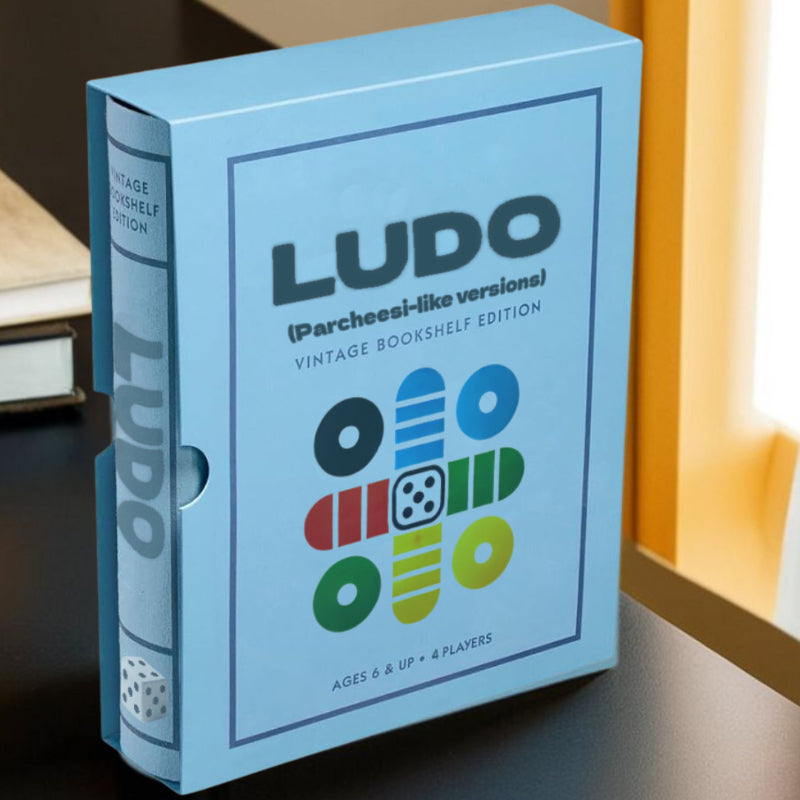 Wooden Ludo Board Game – Vintage Bookshelf with Book Storage Case-Book Shelf Game