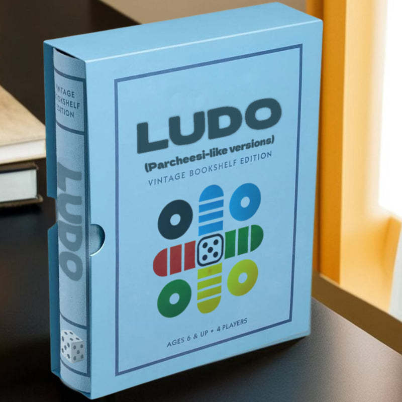 Wooden Ludo Board Game – Vintage Bookshelf with Book Storage Case-Book Shelf Game