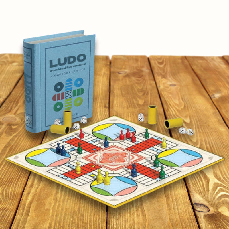 Wooden Ludo Board Game – Vintage Bookshelf with Book Storage Case-Book Shelf Game