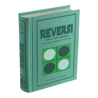 Reversi Board Game – Vintage Bookshelf with Foldable Playing Surface-Book Shelf Game