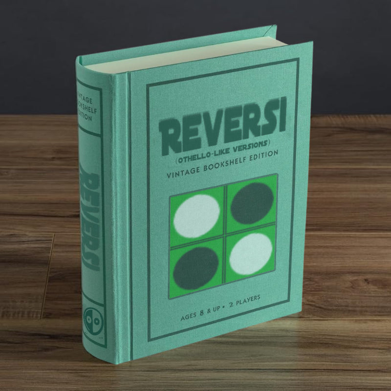 Reversi Board Game – Vintage Bookshelf with Foldable Playing Surface-Book Shelf Game