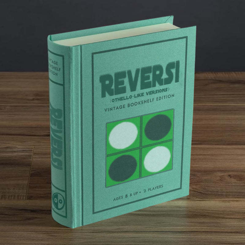 Reversi Board Game – Vintage Bookshelf with Foldable Playing Surface-Book Shelf Game