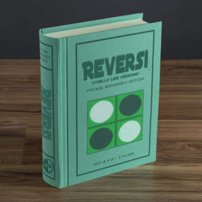 Reversi Board Game – Vintage Bookshelf with Foldable Playing Surface-Book Shelf Game