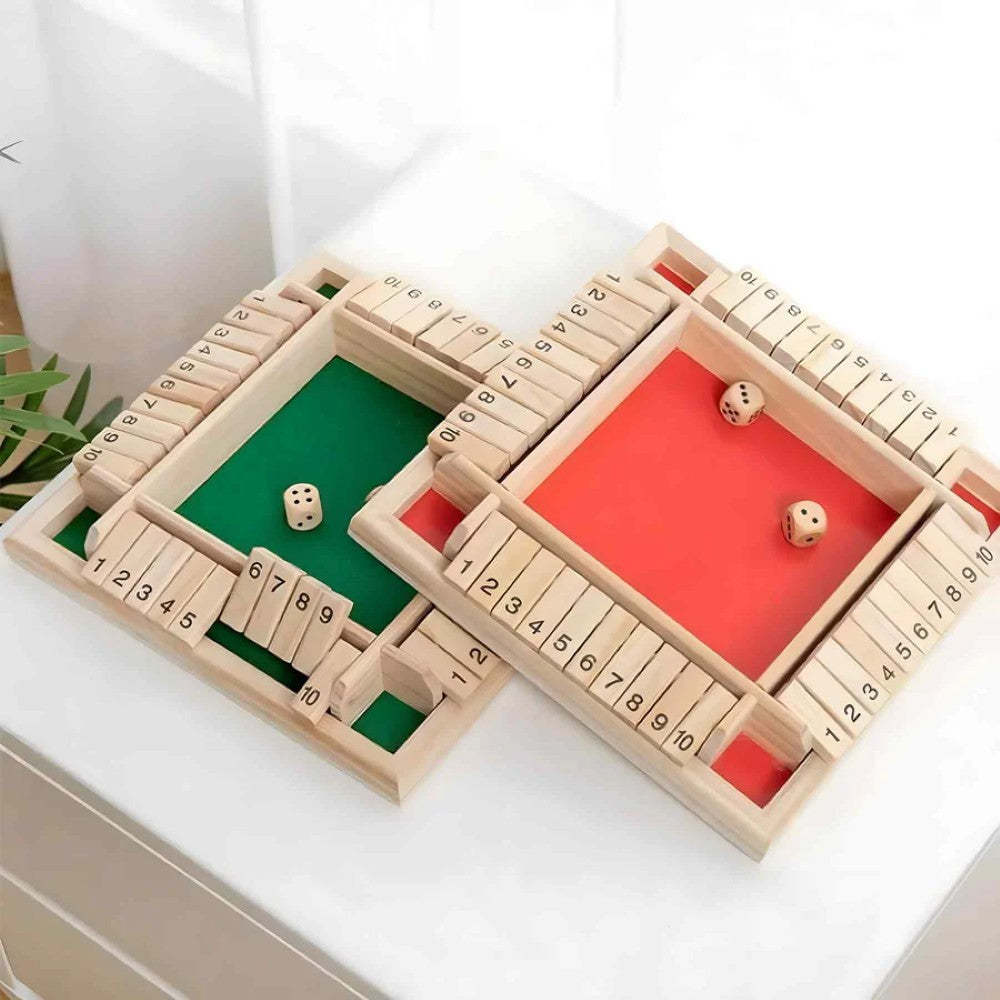 Shut The Box Board Game - Classic Family Dice Game-Book Shelf Game