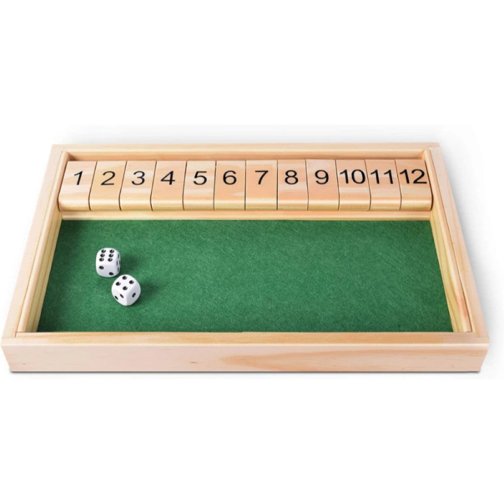 Shut The Box Board Game - Classic Family Dice Game-Book Shelf Game