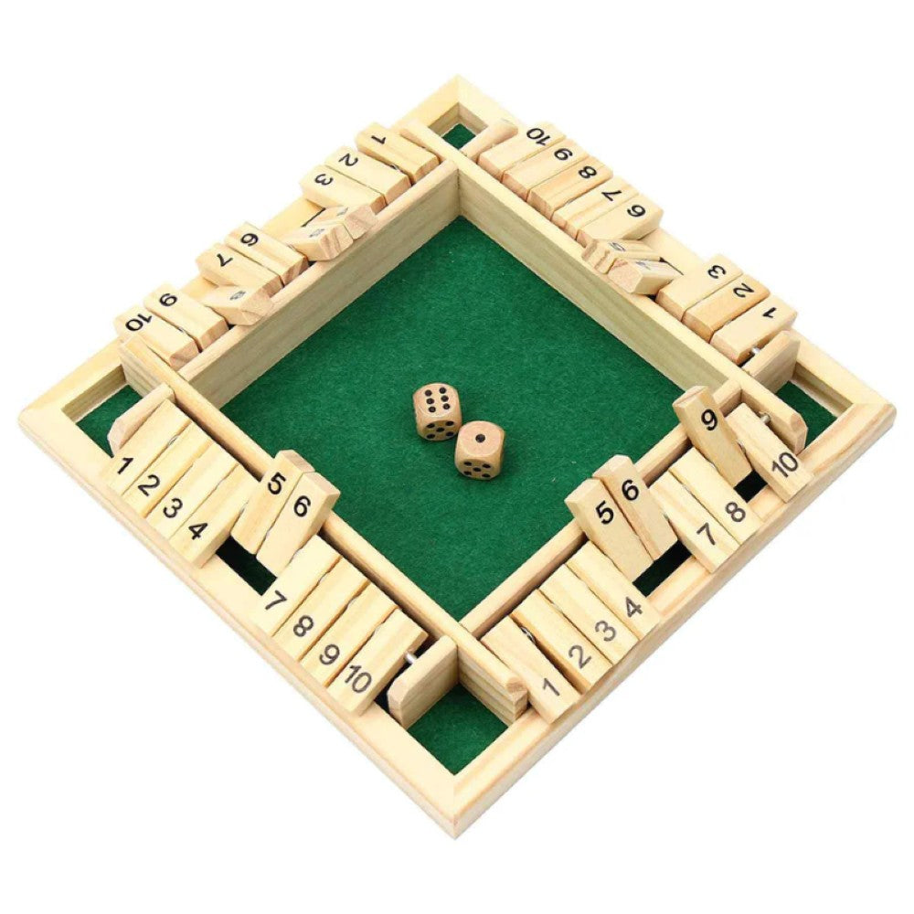 Shut The Box Board Game - Classic Family Dice Game-Book Shelf Game