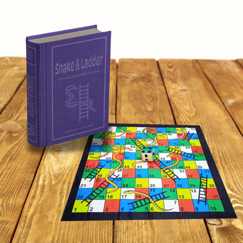 Snakes And Ladders Game – Vintage Bookshelf with Folding Board-Book Shelf Game