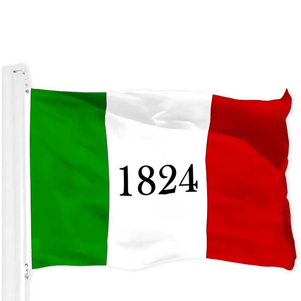 Alamo 1824 Flag With Tricolor Striped Pattern-Globe Flags