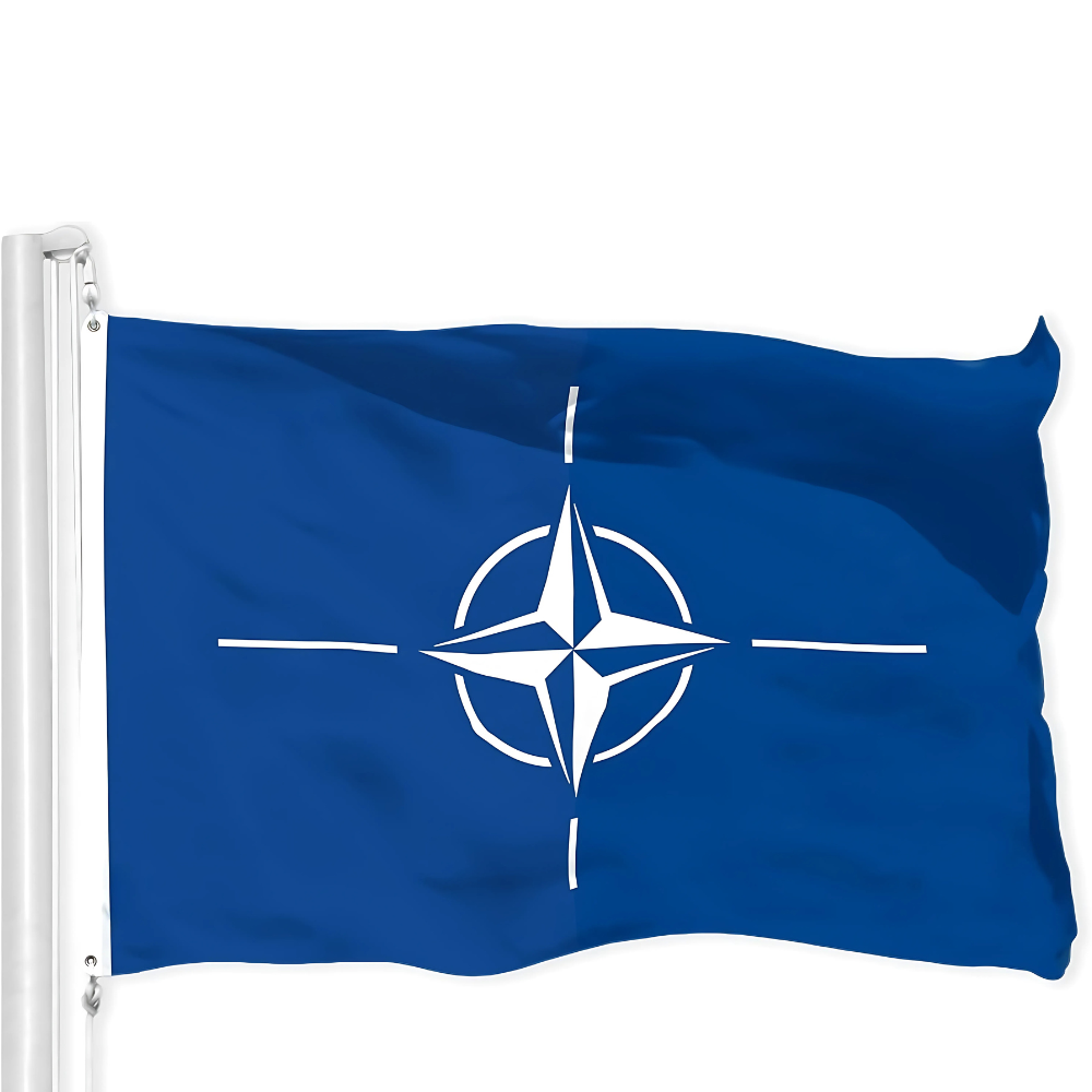 North Atlantic Treaty Organization Flag - front view on white background