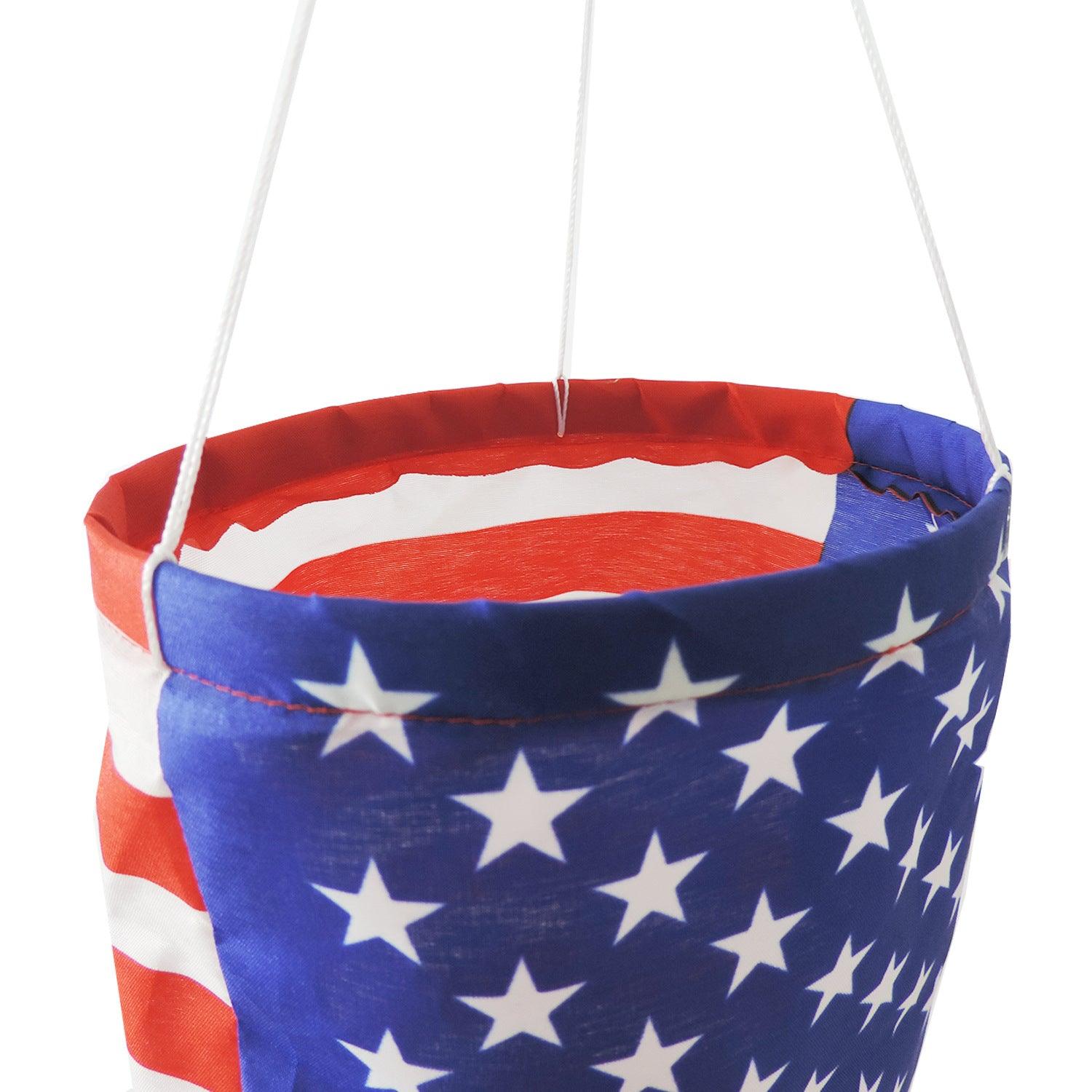 American Wind Blower Flag displayed indoors on wall mount