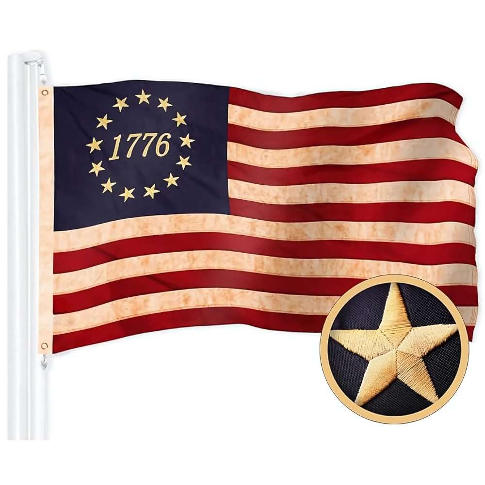 1776 Embroidered Star Betsy Ross Flag-Globe Flags