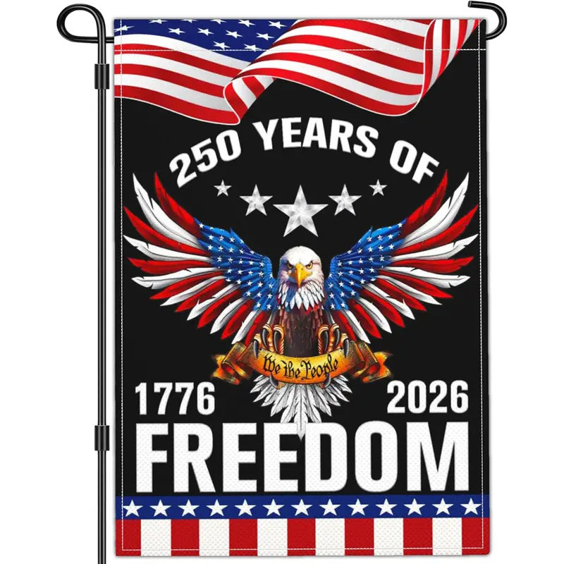 American 250th Anniversary Garden Flag - 250th Birthday Edition (1776-2026) with Stars & Stripes House Flag, Durable Fade-Resistant Outdoor Decoration for 4th of July, Patriotic Yard Sign