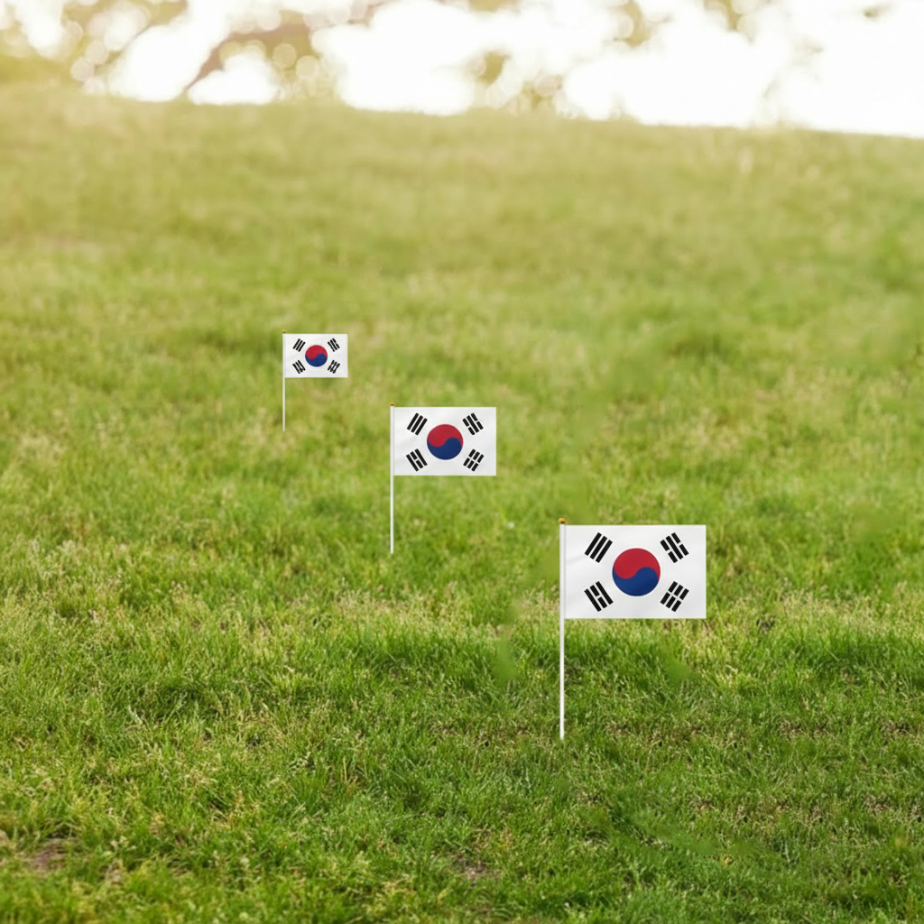 10 Pieces Of Official FIFA 2026 South Korea Mini Flags with brass grommet hardware detail