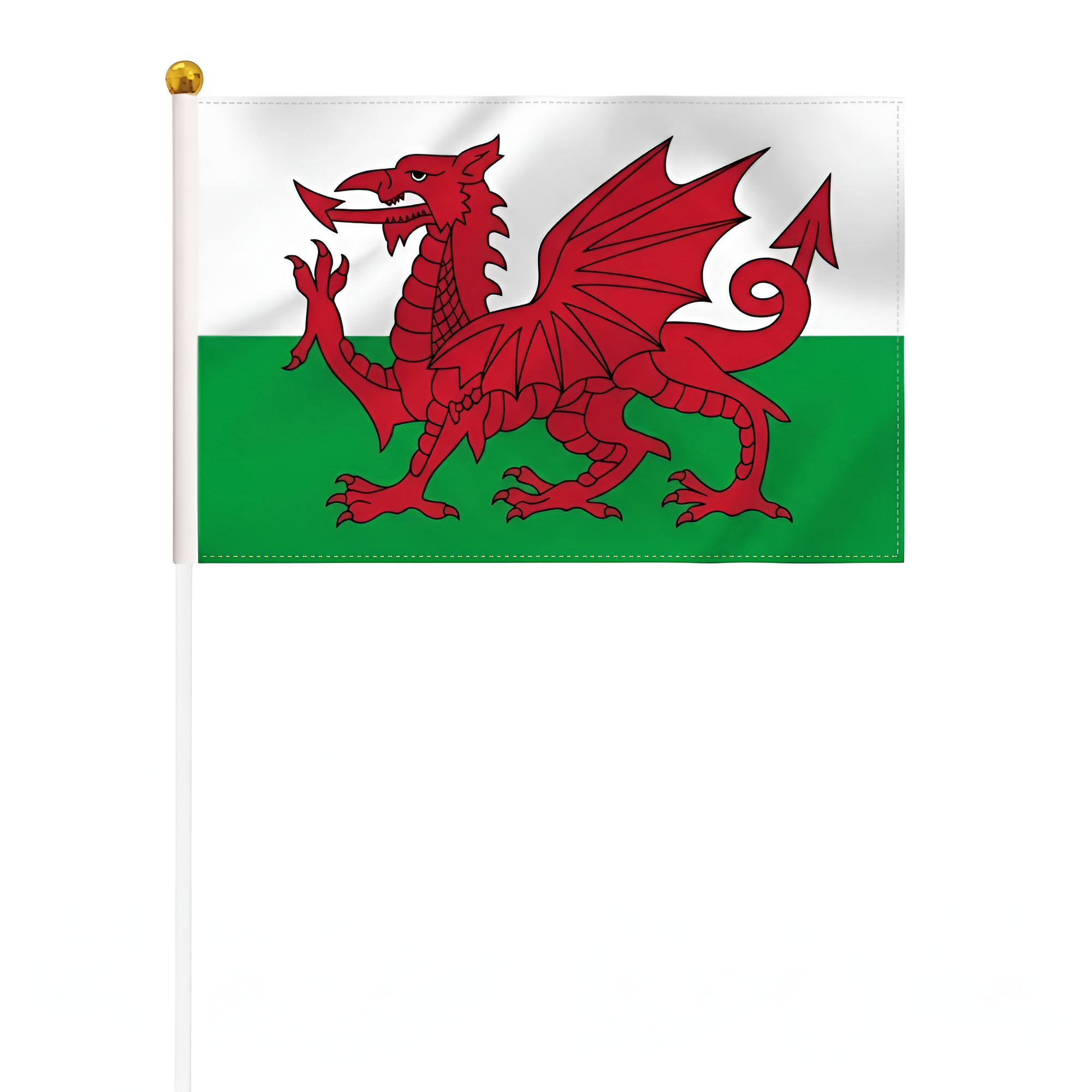 10 Pieces Of Official FIFA 2026 Wales Mini Flags - front view on white background