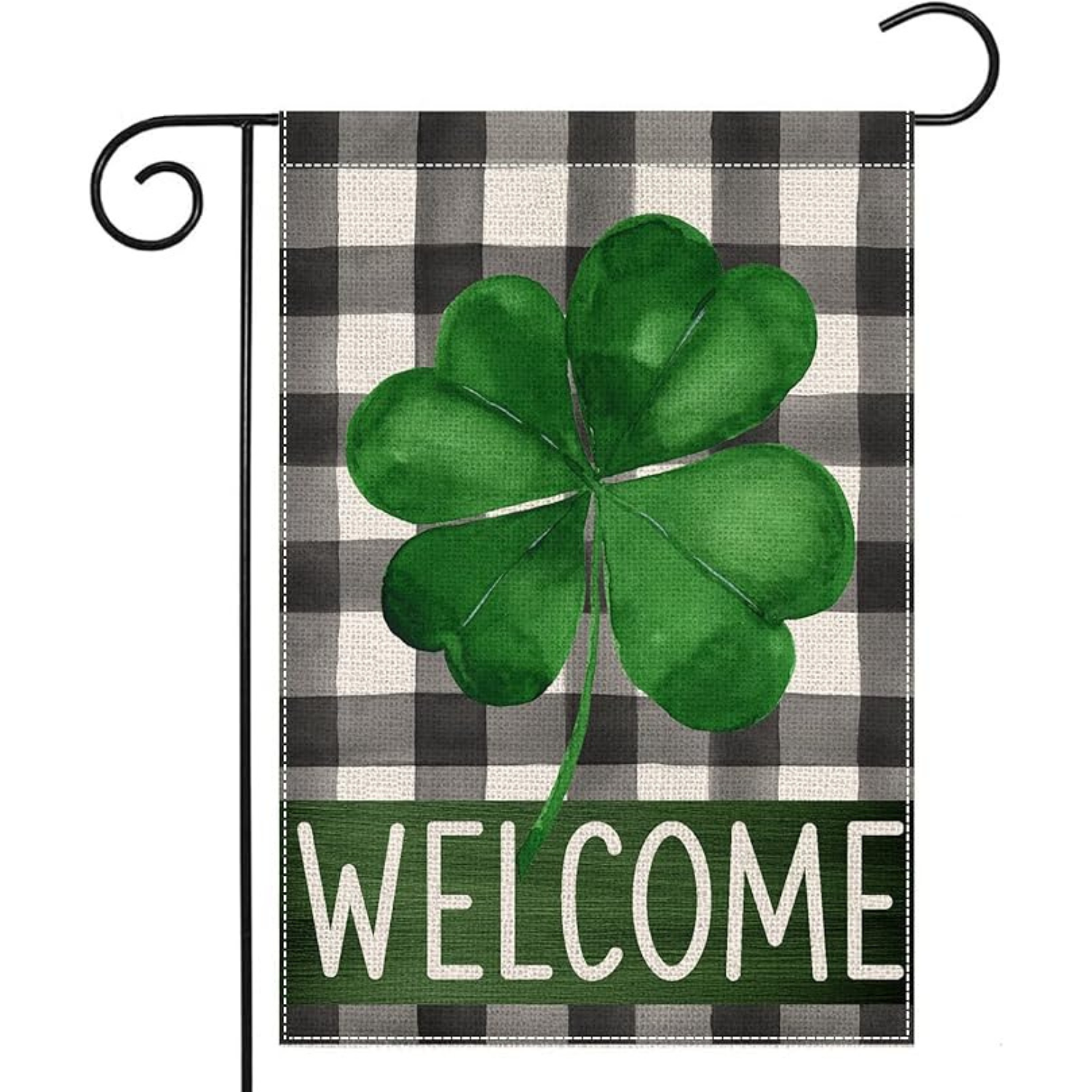 St Patricks Day Welcome Garden Flag With Plaid Design-Globe Flags