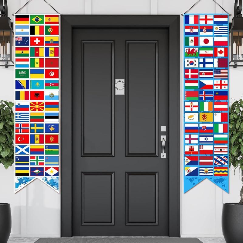 International Flags Style Hanging Banners-Globe Flags