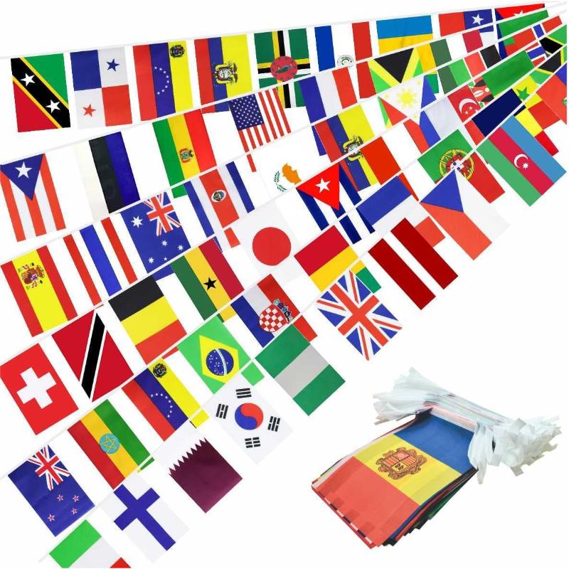 World Flags Bunting Banner - International Flags for Events - front view