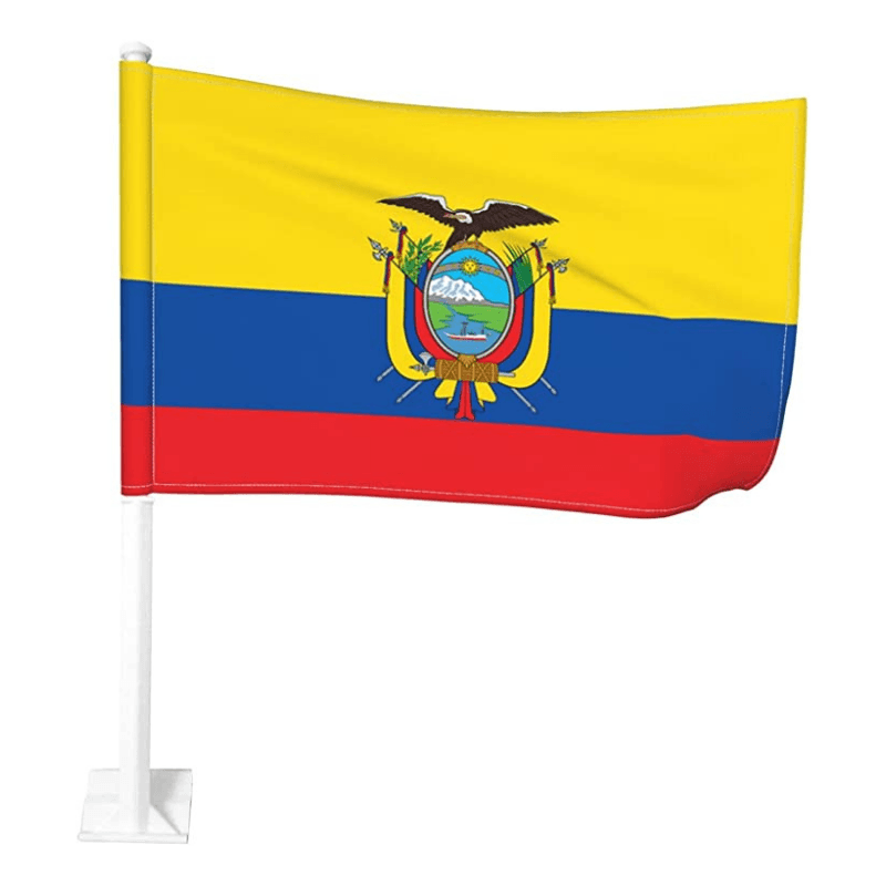 Ecuador Car Window Mounted Flag For Car Decor And Patriotic Touch-Globe Flags