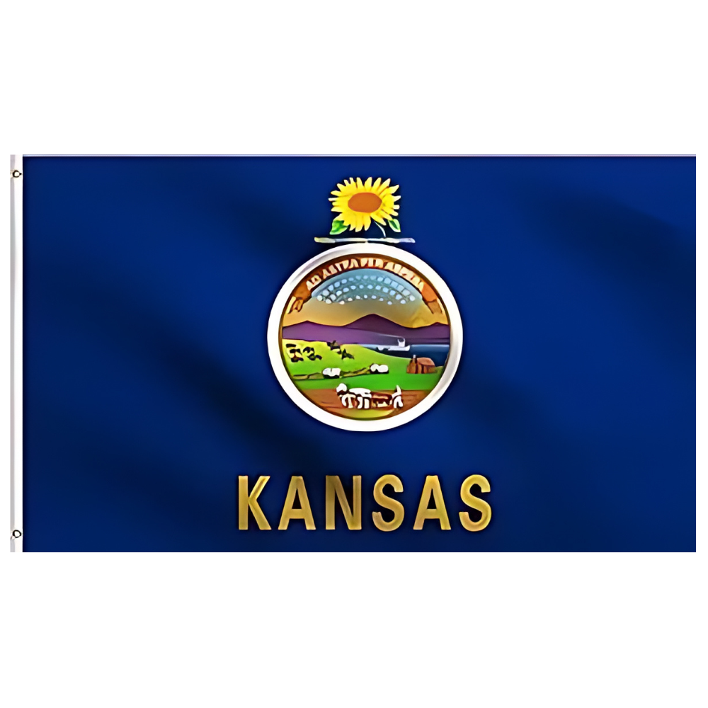 Kansas State Flag With Reinforced Stitching-Globe Flags