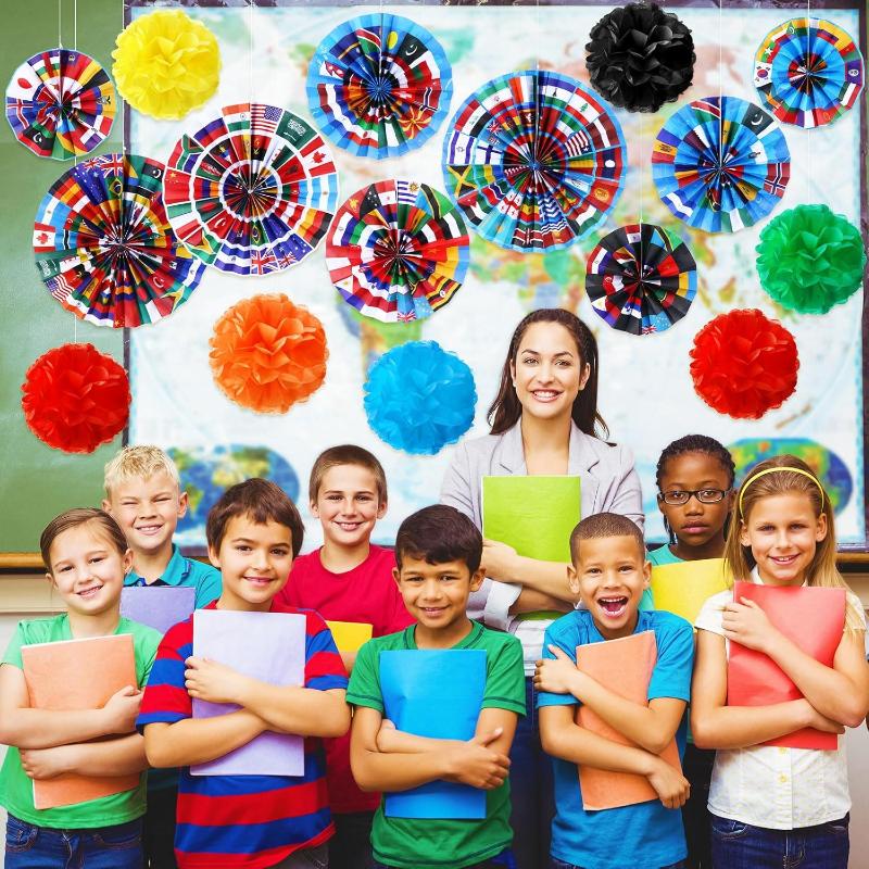 International Flags Hanging Decorations – 42 Pc Set for Celebrations-Globe Flags