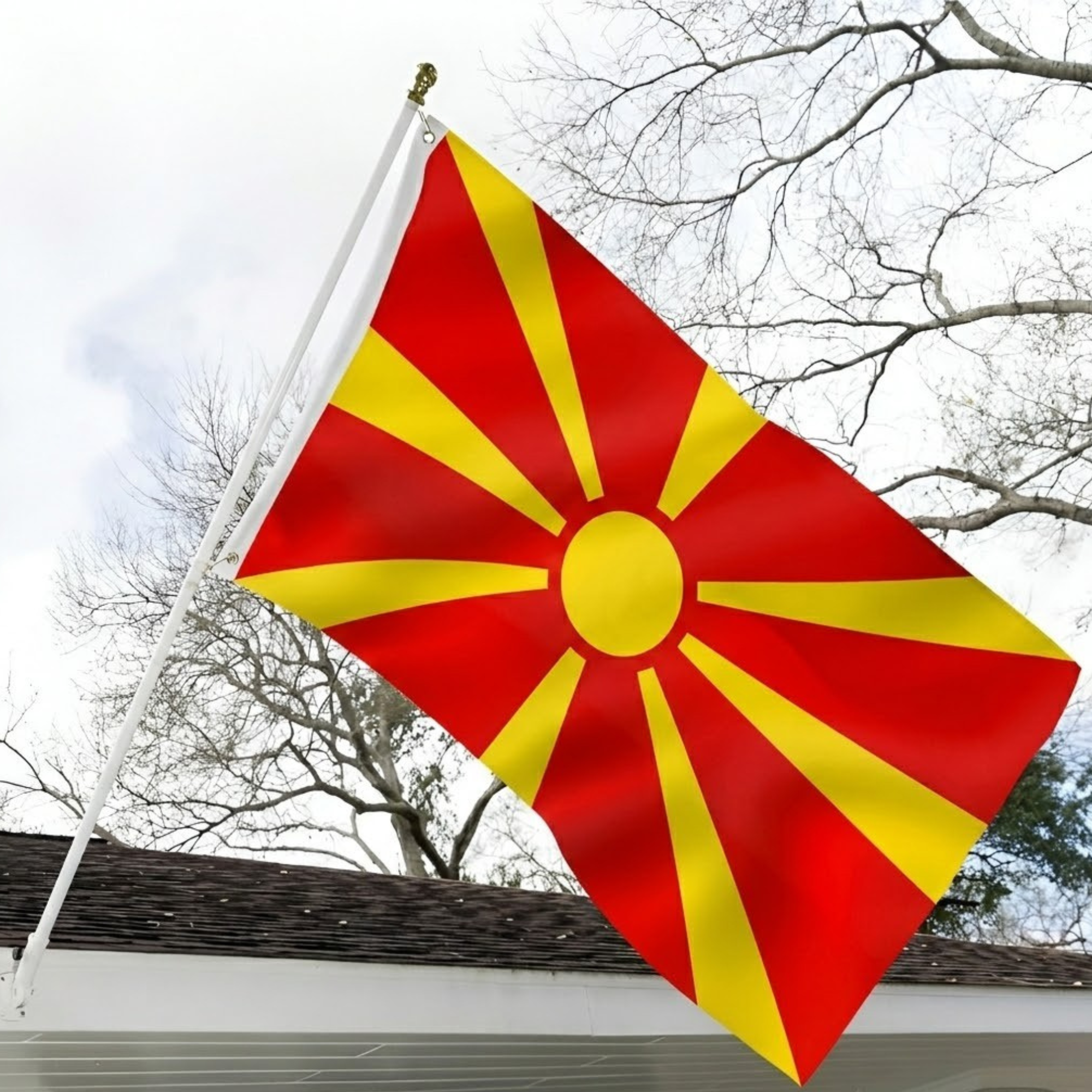 FIFA 2026 North Macedonia Flag - displayed outdoors on flagpole