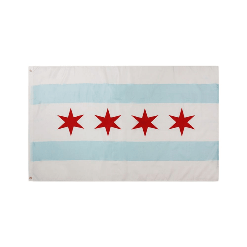 Chicago Anniversary Flag – Perfect for Parades Events and Display - front view on white background