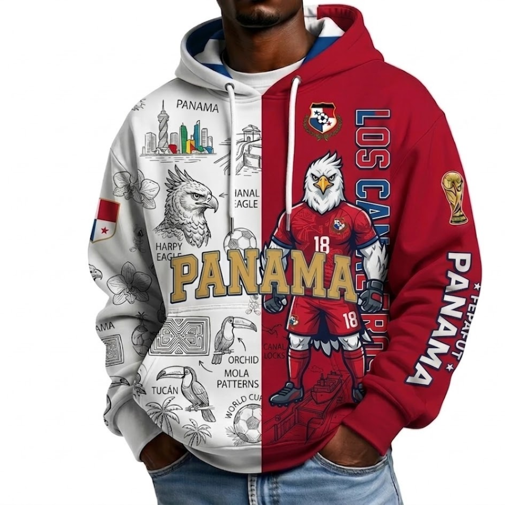 Panama Football Themed All Over Printed Hoodie