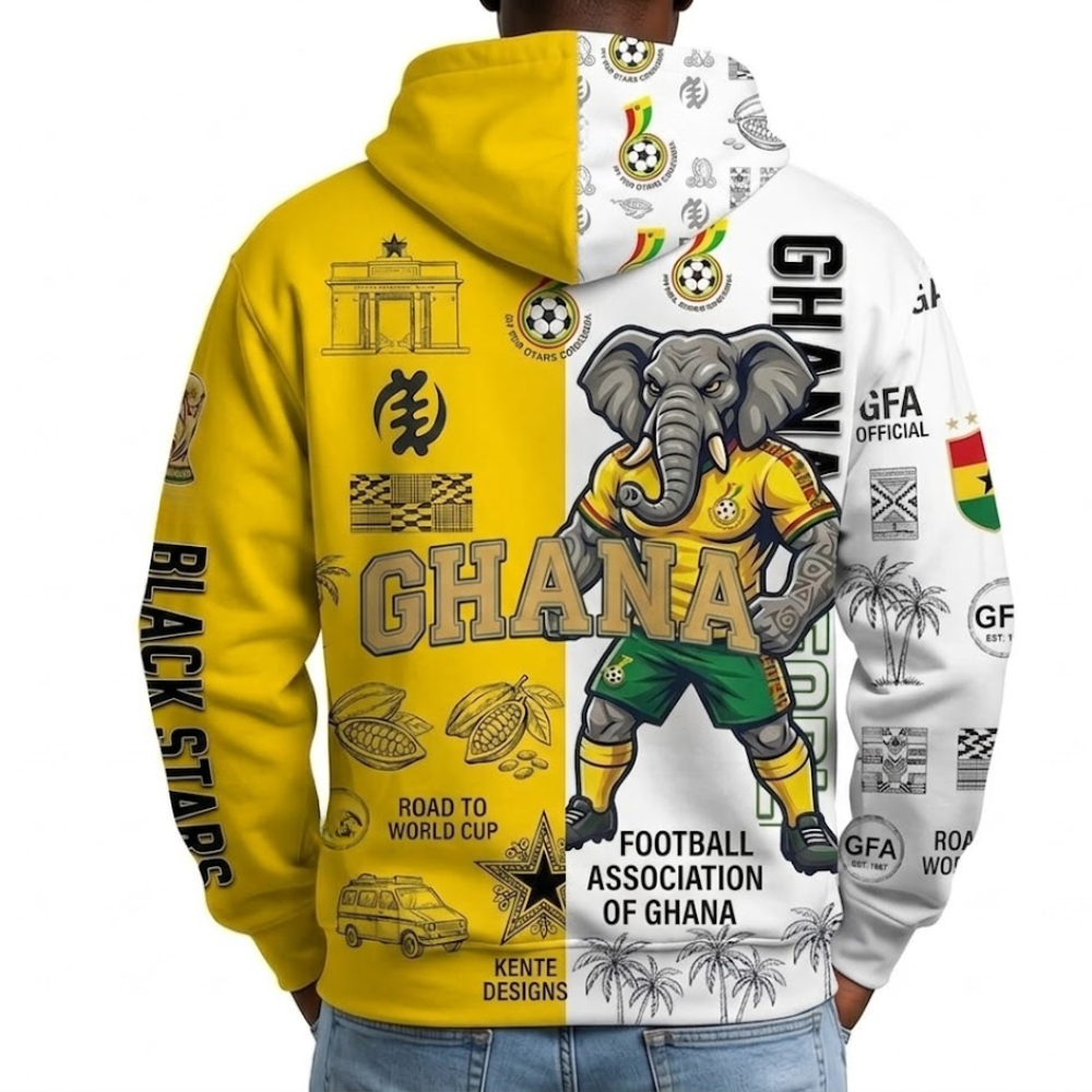 Ghana Football Themed All Over Printed Hoodie